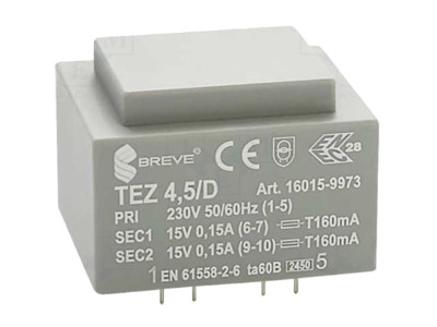 Transformator &amp;icirc;ncapsulat 230V 15V 4,5VA foto