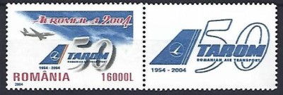 Romania 2004 - Lp 1646 a &amp;ndash; TAROM - 50 de ani de existenta - cu vinieta dreapta, MNH *** foto