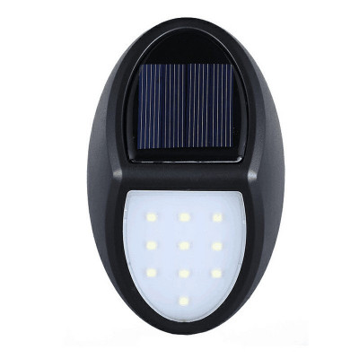 Aplica solara LED pentru perete Flippy, in forma ovala, 10 LED-uri, lumina puternica, IP65, 12 x 7.5 cm, 1.2 V, 300 mAh, autonomie 8-10 ore, alb rece foto