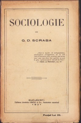 C4175N Sociologie de G D Scraba, 1921 foto