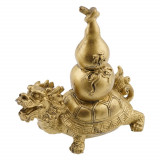 Statueta feng shui din rasina cu broasca testoasa dragon cu wu lou 115cm, Stonemania Bijou