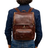 Rucsac barbati din piele naturala pentru laptop ,coniac, R5568A, Marime universala
