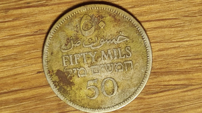 Palestina britanica - moneda istorica - 50 mils 1927 argint - valoare f mare ! foto