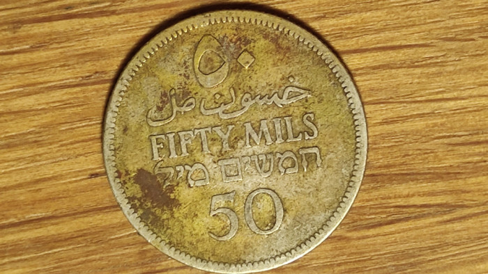 Palestina britanica - moneda istorica - 50 mils 1927 argint - valoare f mare !