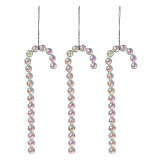 Set 3 ornamente brad Craciun Acadele plastic argintiu 4x1x14 cm