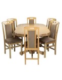 Set Masa Extensibila Living SB Nork Stejar Sonoma, 160-198cm + 6 Scaune Tapitate SB Tim Fag