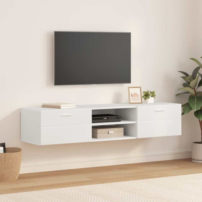 vidaXL Cabinet TV cu sertar cu raft Alb 150 x 39 x 30 cm Lemn compozit 880231