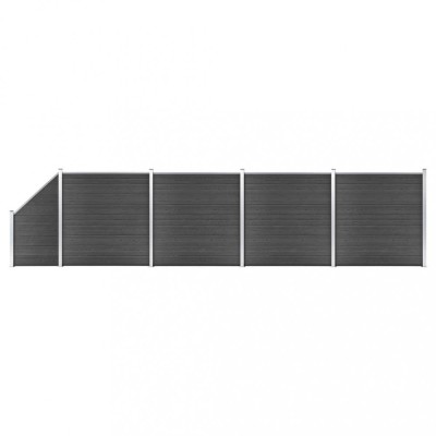 vidaXL Set de panouri de gard, negru, 792x(105-186) cm, WPC foto