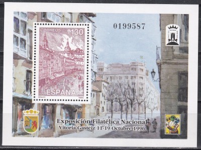 Spania 1996 - Expoziţia Naţională de Filatelie EXFILNA &amp;#039;96, Vitoria, Colita, MNH foto