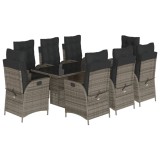 Cumpara ieftin Set mobilier gradina cu perne, 9 piese, gri, poliratan