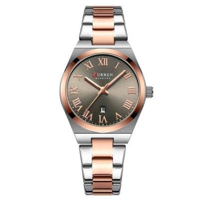 Ceas Dama CURREN Elegant, Quartz, Cadran cu Cifre Romane, Bratara din Otel Inoxidabil, Calendar, Rezistent la Apa foto