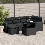 Cumpara ieftin Set canapele de grădină cu perne, 7 piese, negru, poliratan