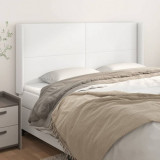 VidaXL Tăblie de pat cu aripioare, alb, 183x16x118/128 cm, piele eco