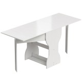 HOMCOM Masă de Bucătărie Pliabilă pentru 4 Persoane cu Raft, din Lemn, 160x60x75 cm, Alb | Aosom Romania