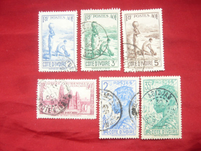Serie mica Coasta de Fildes colonie franceza 1936 Motive locale ,6 val. stamp. foto