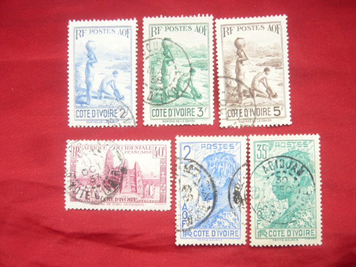 Serie mica Coasta de Fildes colonie franceza 1936 Motive locale ,6 val. stamp.