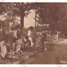 1846 - BUCURESTI, Fruit Market, Romania - old postcard, real PHOTO - used - 1934