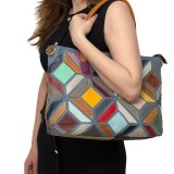 Geanta de umar dama din piele naturala multicolora, Made in Italy, 40x29x16 cm