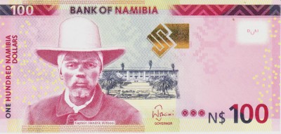 Bancnota Namibia 100 Dolari 2018 - P14b UNC foto