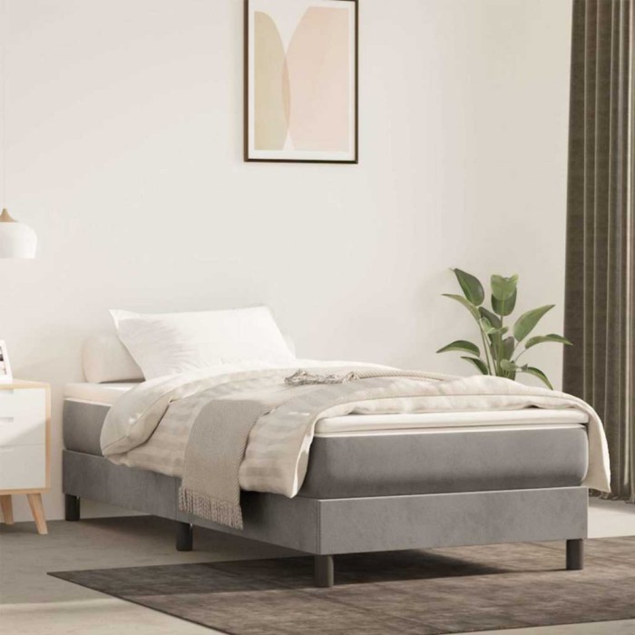vidaXL Saltea de pat cu arcuri, gri deschis, 90x220x20 cm, catifea 4016600