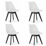 Set 4 scaune bucatarie/living, Artool, Mark, PP, lemn, alb si negru, 49x55.5x82.5 cm, Leobert