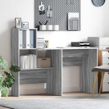 vidaXL Birou cu raft sonoma gri 131.5 x 50 x 106.5 cm Lemn compozit