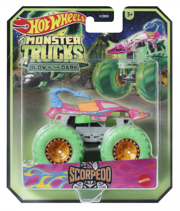 HOT WHEELS MONSTER TRUCK GLOW IN THE DARK MASINUTA SCORPEDO SCARA 1:64 SuperHeroes ToysZone