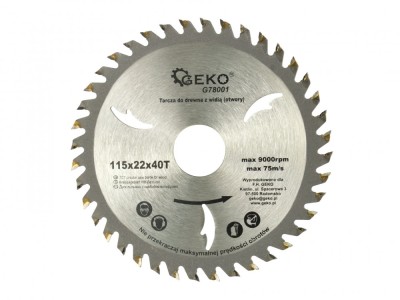 Disc circular pentru lemn 115x22x40T, Geko G78001 foto