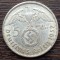 (A722) MONEDA DIN ARGINT GERMANIA - 5 MARK 1937, LIT. A, VARIANTA CU SWASTIKA