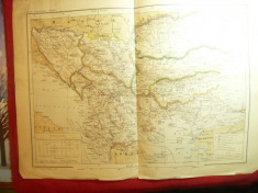 Harta Balcanilor -cca.1901 , dim.= 41x30cm ,mici reparatii foto