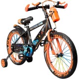 Bicicleta cu roti ajutatoare si bidon pentru apa Nova II, Action One, 18 inch, Portocaliu