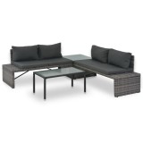 Gossi set mobilier de gradina cu perne, 3 piese, gri, poliratan
