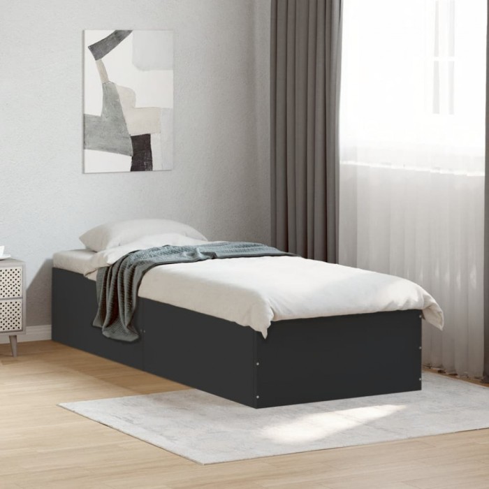 Cadru de pat, negru, 90x200 cm, lemn prelucrat