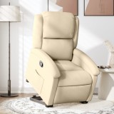 VidaXL Fotoliu rabatabil cu ridicare pe verticală, crem, textil 3204173