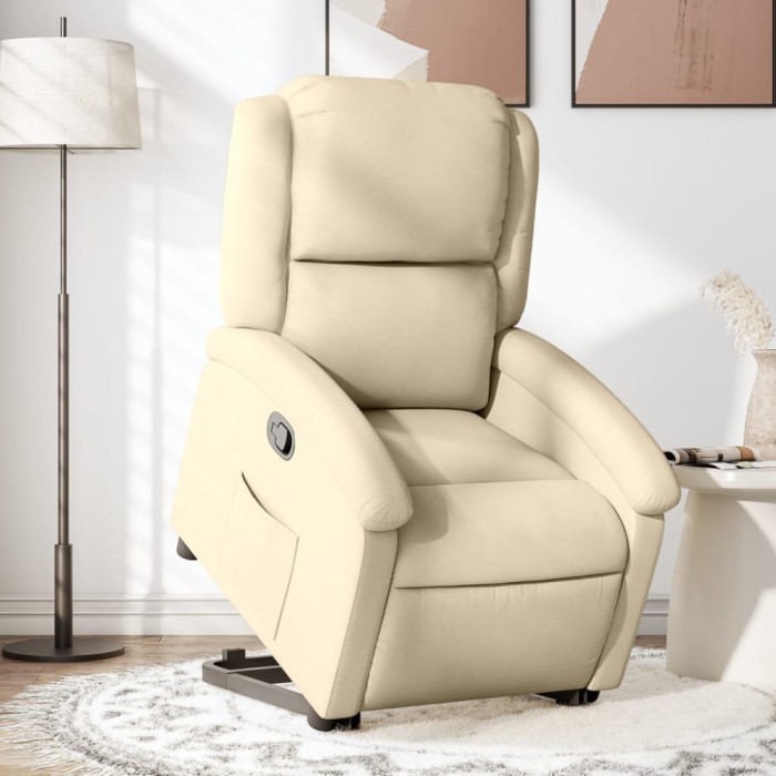 vidaXL Fotoliu rabatabil cu ridicare pe verticală, crem, textil 3204173