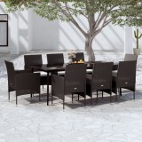 vidaXL Set mobilier pentru grădină cu perne, 9 piese, negru
