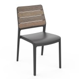 Scaun de grădină din plastic Porto nuc-grafit