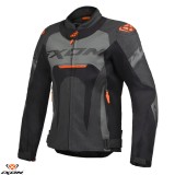 Geaca (jacheta) barbati pentru scuter - motocicleta piele Racing Ixon vara model Jackal JKT MS culoare: negru/antracit/portocaliu Negru/antracit/porto