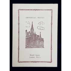 IMPERIAL HOTEL , RUSSEL SQUARE , LONDON , MENIUL DE DIMINEATA , PERIOADA INTERBELICA