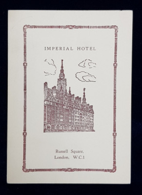 IMPERIAL HOTEL , RUSSEL SQUARE , LONDON , MENIUL DE DIMINEATA , PERIOADA INTERBELICA foto