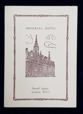 IMPERIAL HOTEL , RUSSEL SQUARE , LONDON , MENIUL DE DIMINEATA , PERIOADA INTERBELICA foto