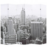 Paravan camera pliabil, 228 x 170 cm, New York pe zi, alb/negru GartenMobel Dekor, vidaXL