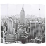 VidaXL Paravan cameră pliabil, 228 x 170 cm, New York pe zi, alb/negru