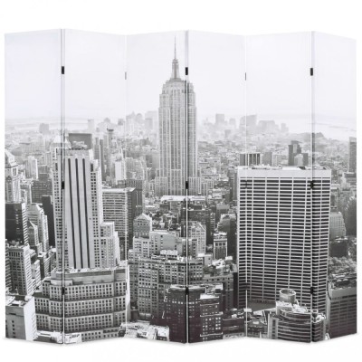 Paravan cameră pliabil, 228 x 170 cm, New York pe zi, alb/negru foto