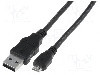 Cablu USB A mufa, USB B micro mufa, USB 2.0, lungime 3m, negru, ASSMANN - AK-300110-030-S