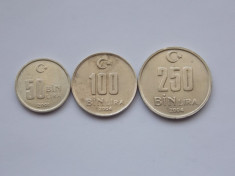 LOT 3 MONEDE DIFERITE 50,100,250 BIN LIRA TURCIA foto