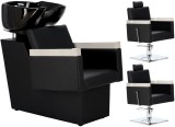 Set Scafă unitate de spălare profesională Brano 2x scaun de coafură hidraulic pivotant bol ceramic mobil și accesorii