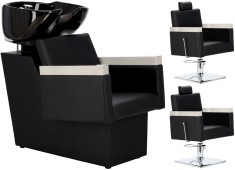 Set Scafa unitate de spalare profesionala Brano 2x scaun de coafura hidraulic pivotant bol ceramic mobil ?i accesorii foto