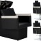 Set Scafa unitate de spalare profesionala Brano 2x scaun de coafura hidraulic pivotant bol ceramic mobil ?i accesorii