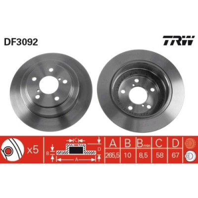 Set discuri frana spate TRW, Subaru Forester, 1997-2012, Impreza, 1992-12.2009, Legacy I, 1989-1995, Legacy II, 1994-1999, Legacy III (Be), 1998-2003 foto